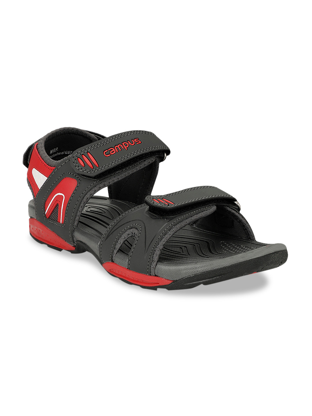 

Campus Men Grey & Red Sports Sandals
