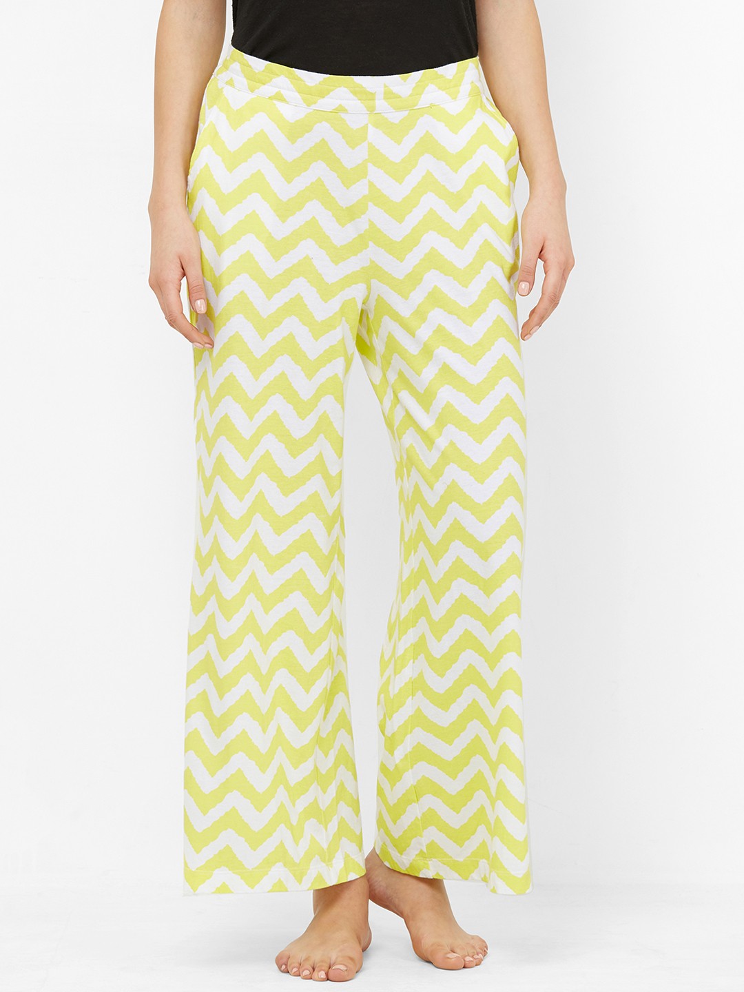 

Mystere Paris Women Yellow & White Printed Lounge Pants