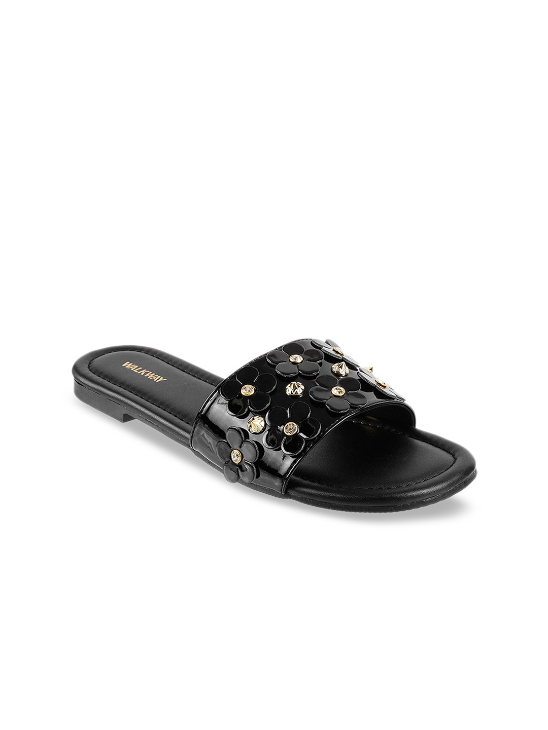 

WALKWAY by Metro Women Black Embellished Open Toe Flats
