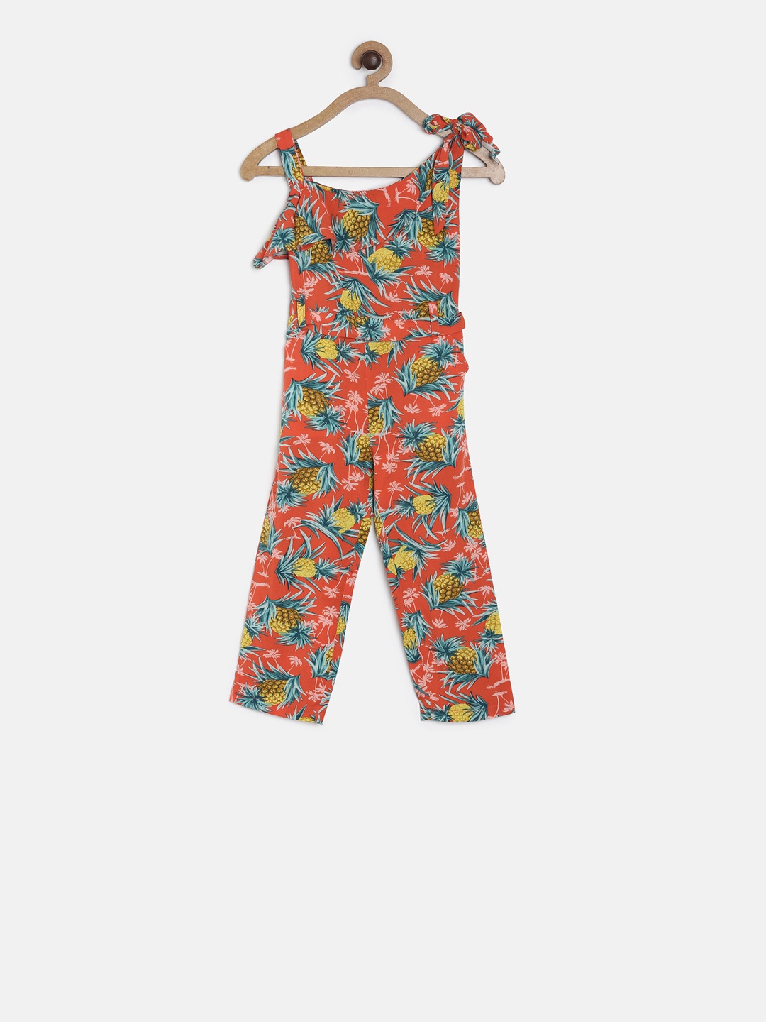 

TALES & STORIES Girls Orange & Blue Printed Basic Jumpsuit