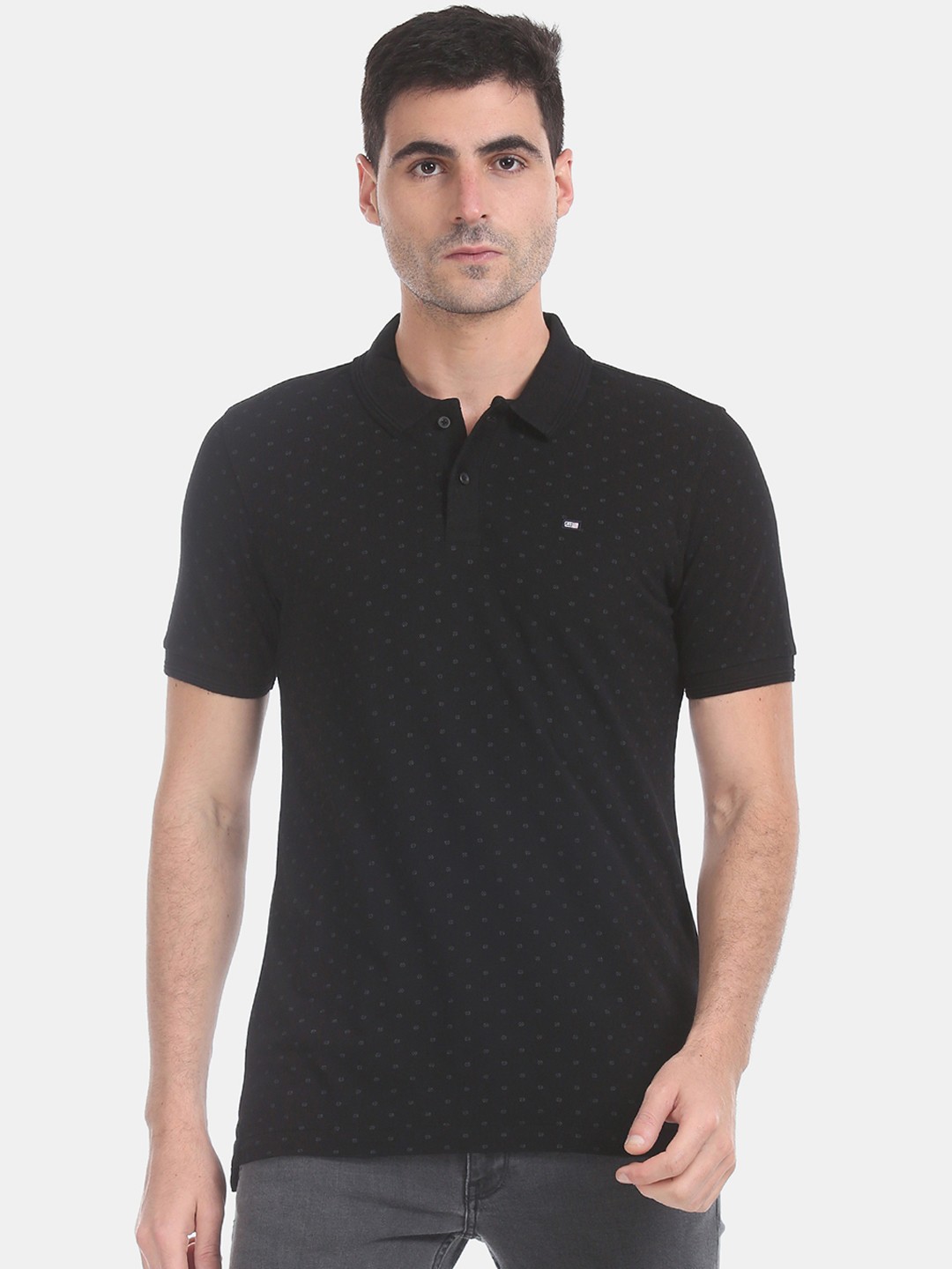 

Arrow Sport Men Black Solid Polo Collar Pure Cotton T-shirt