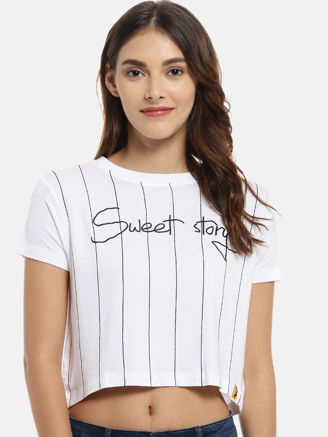 

Campus Sutra Women White & Black Striped Top