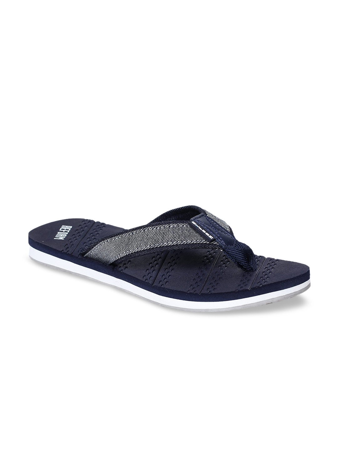 

REFOAM Men Navy Blue & White Self Design Flip Flops