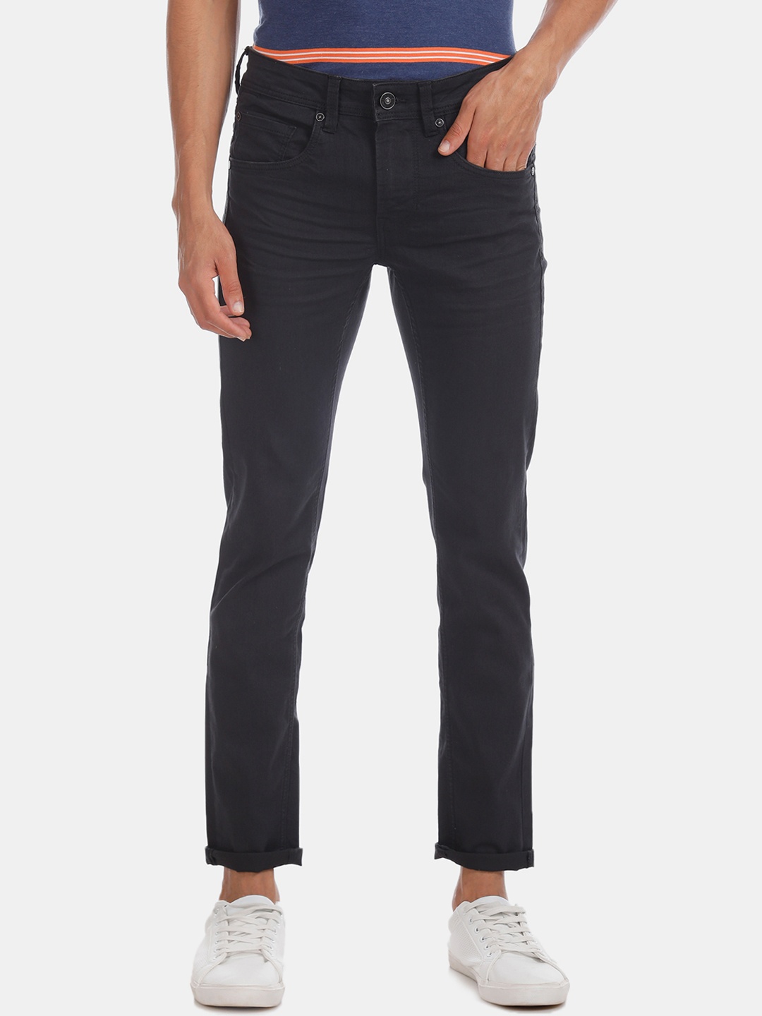 Colt Men Black Skinny Fit Mid-Rise Clean Look Stretchable Jeans