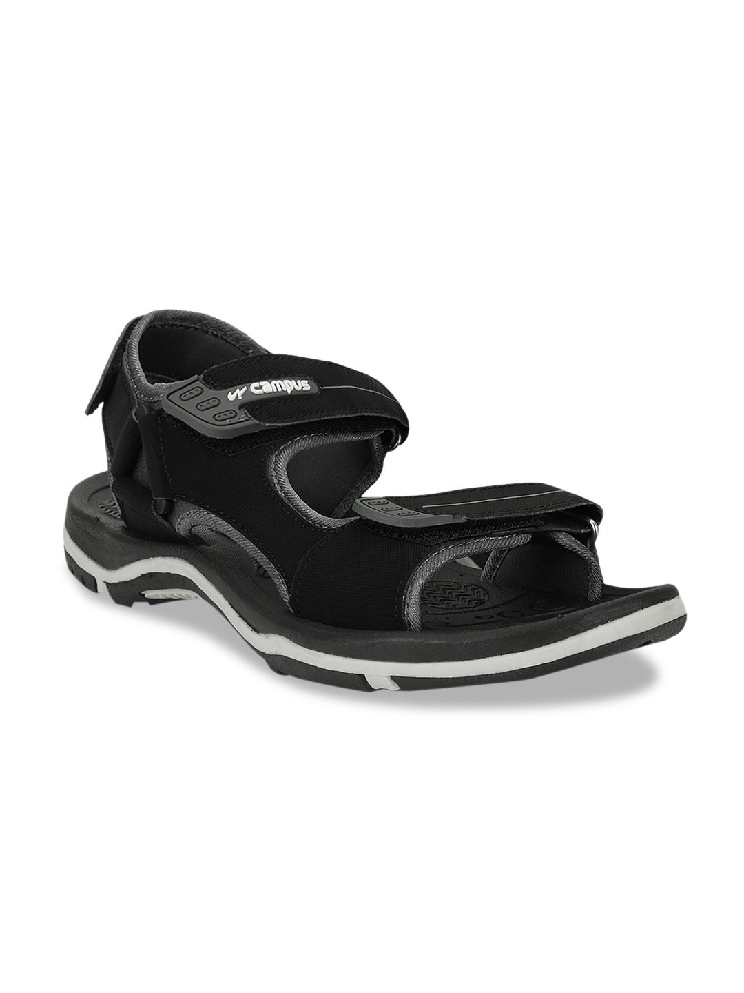 

Campus Men Black & Grey Sports Sandals