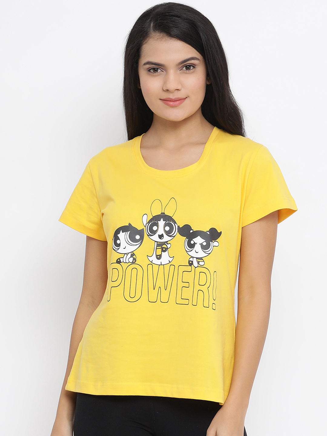 

Clovia Women Yellow Printed Lounge T-Shirt