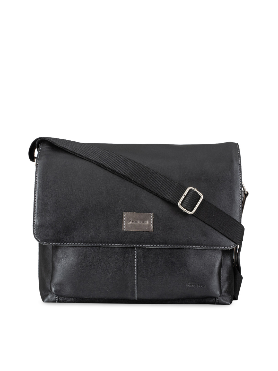 

MAI SOLI Men Black Solid Leather Messenger Bag