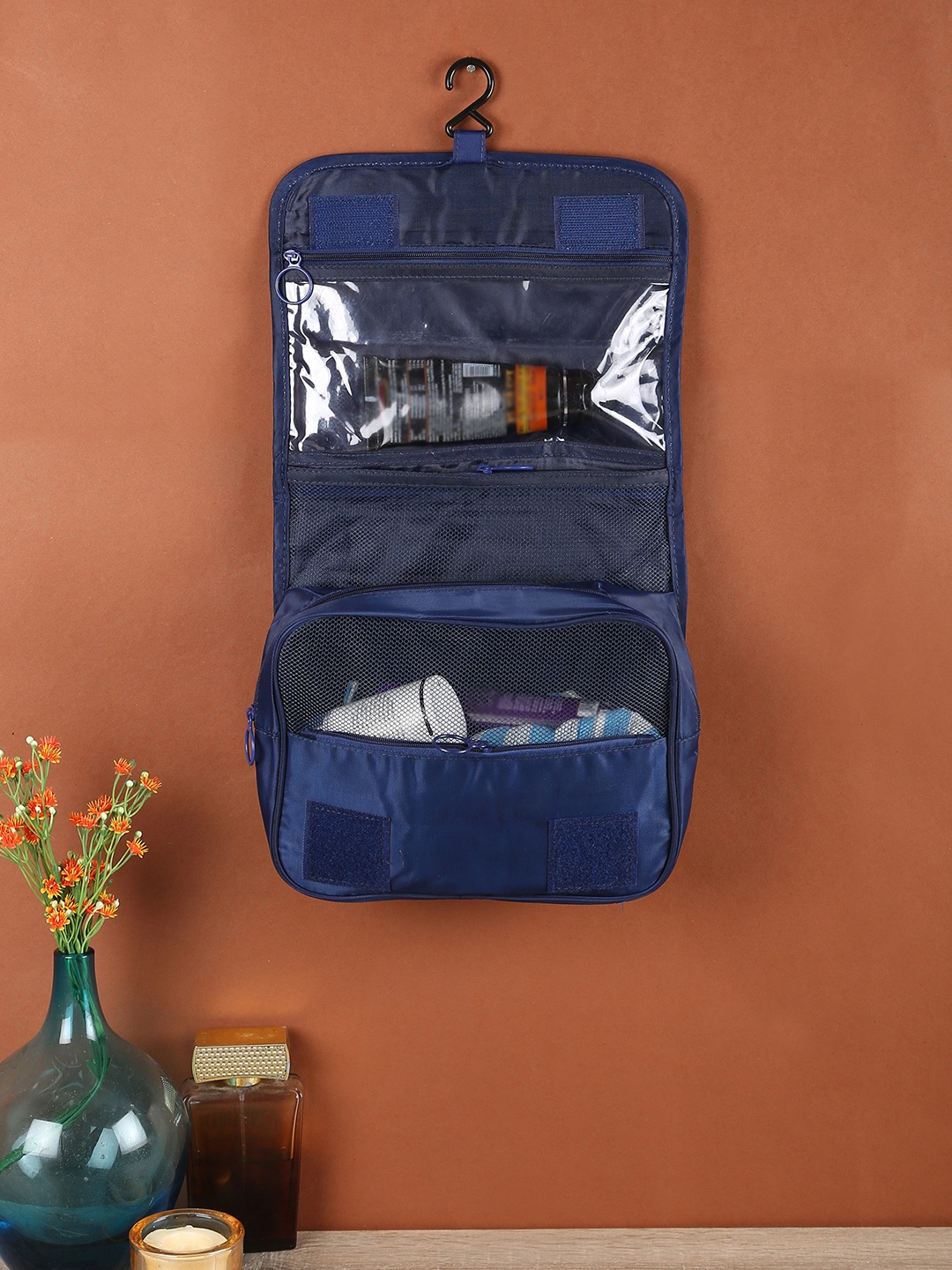 

Cortina Unisex Navy Blue Solid Multi-Utility Fabric Water-Resistant Make-Up Bag