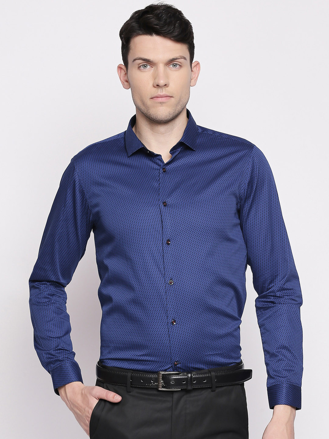 

RICHARD PARKER by Pantaloons Men Navy Blue Slim Fit Printed Party Shirt