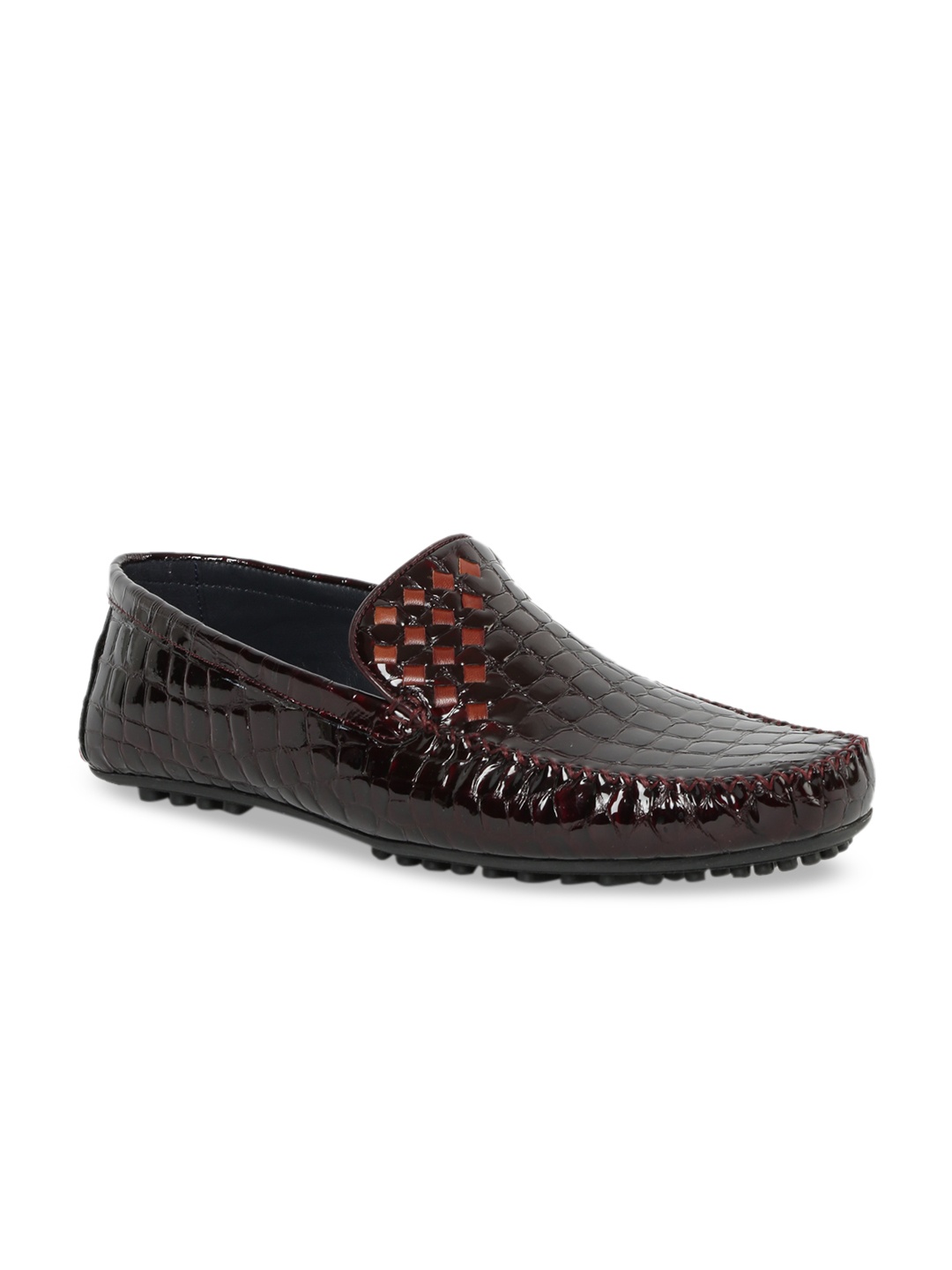 

GABICCI Men Burgundy Leather Loafers