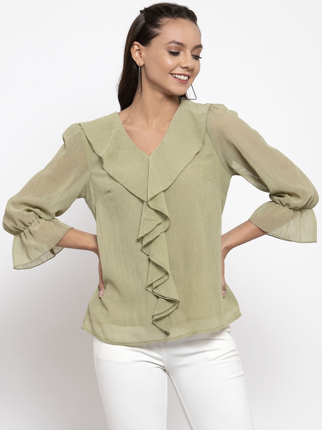 

Gipsy Women Sea Green Solid Top