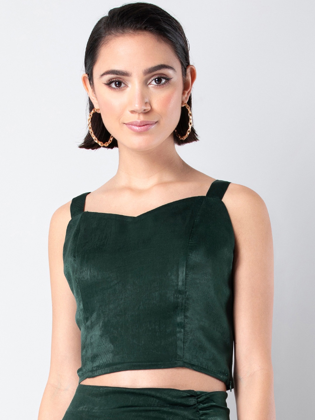 

FabAlley Women Green Solid Crop Top