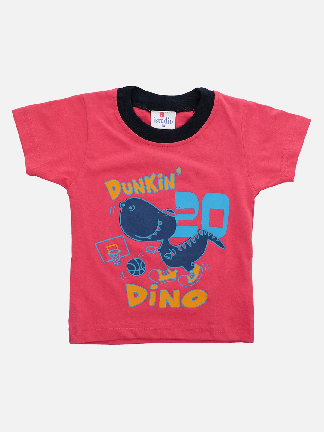 

TINY HUG Boys Pink & Blue Printed T-shirt with Shorts