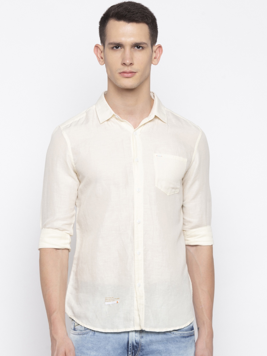 

SPYKAR Men Beige Slim Fit Solid Casual Shirt