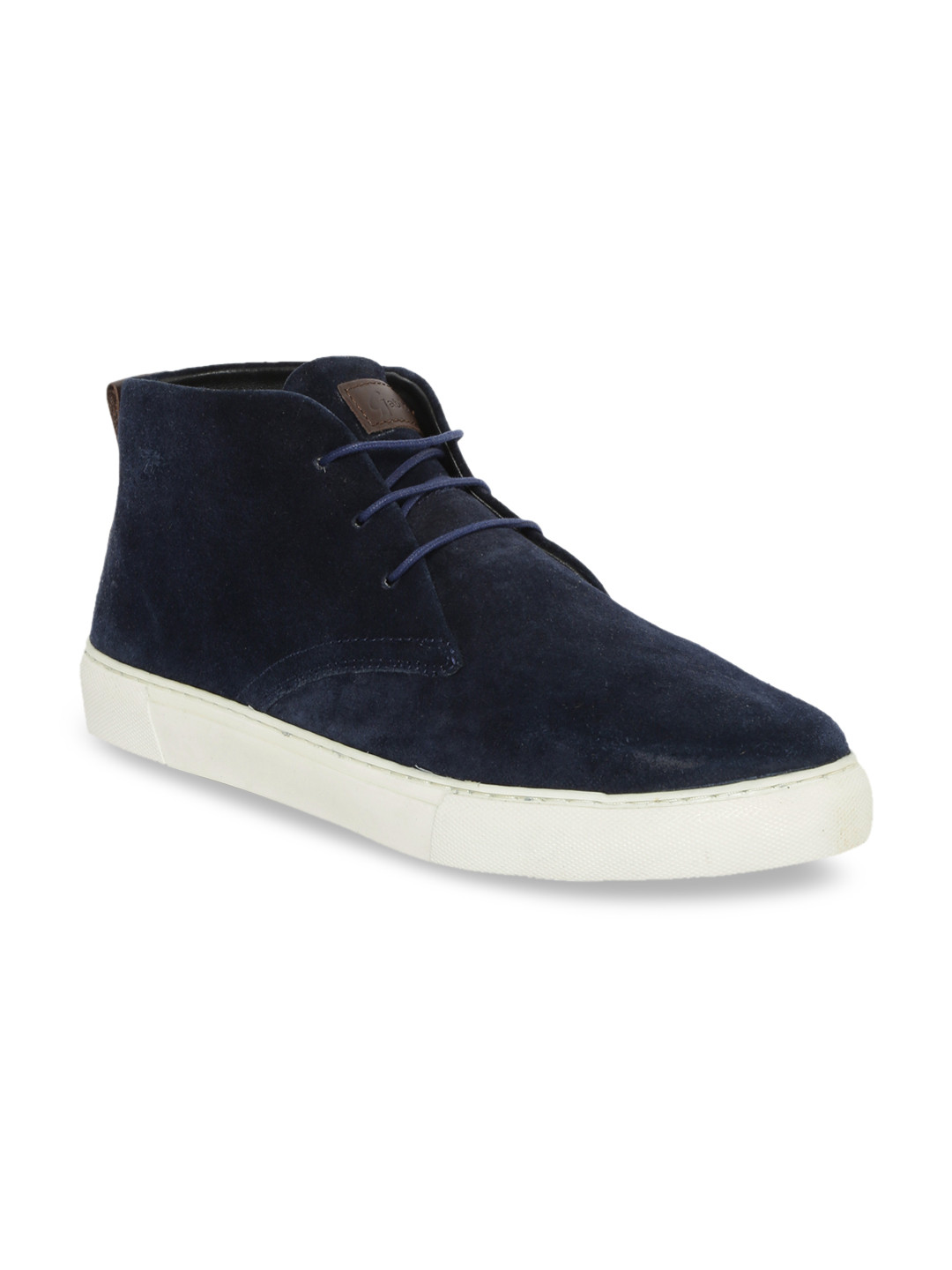 

GABICCI Men Navy Blue Solid Suede Mid-Top Sneakers