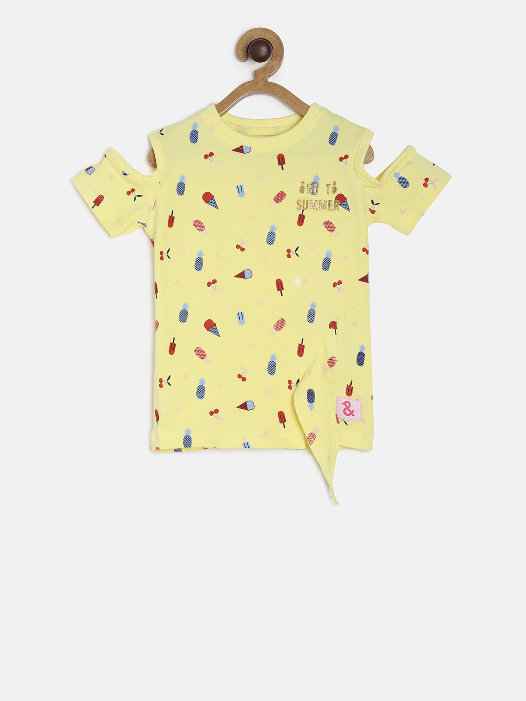 

TALES & STORIES Girls Yellow Printed Top