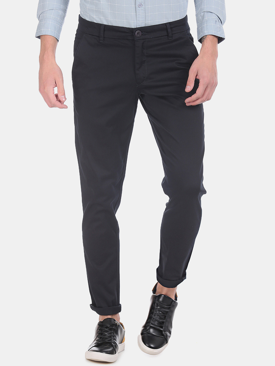 

Ruggers Men Blue Slim Fit Solid Regular Trousers