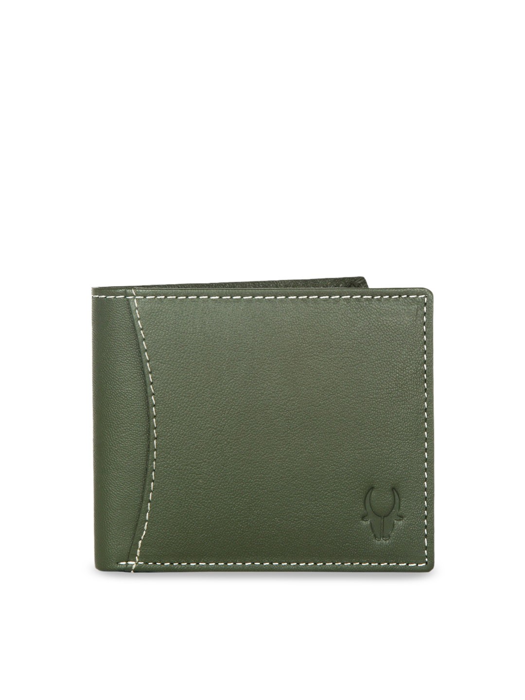

WildHorn Men Green Solid RFID Protected Genuine Leather Two Fold Wallet