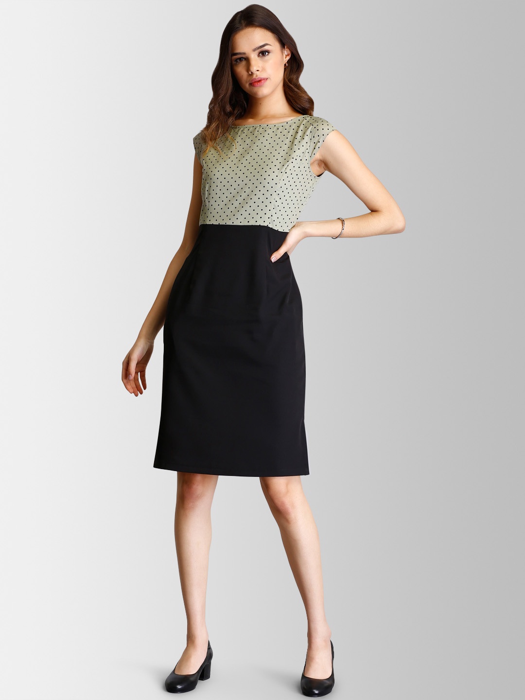 

FableStreet Women Black Printed Sheath Dress