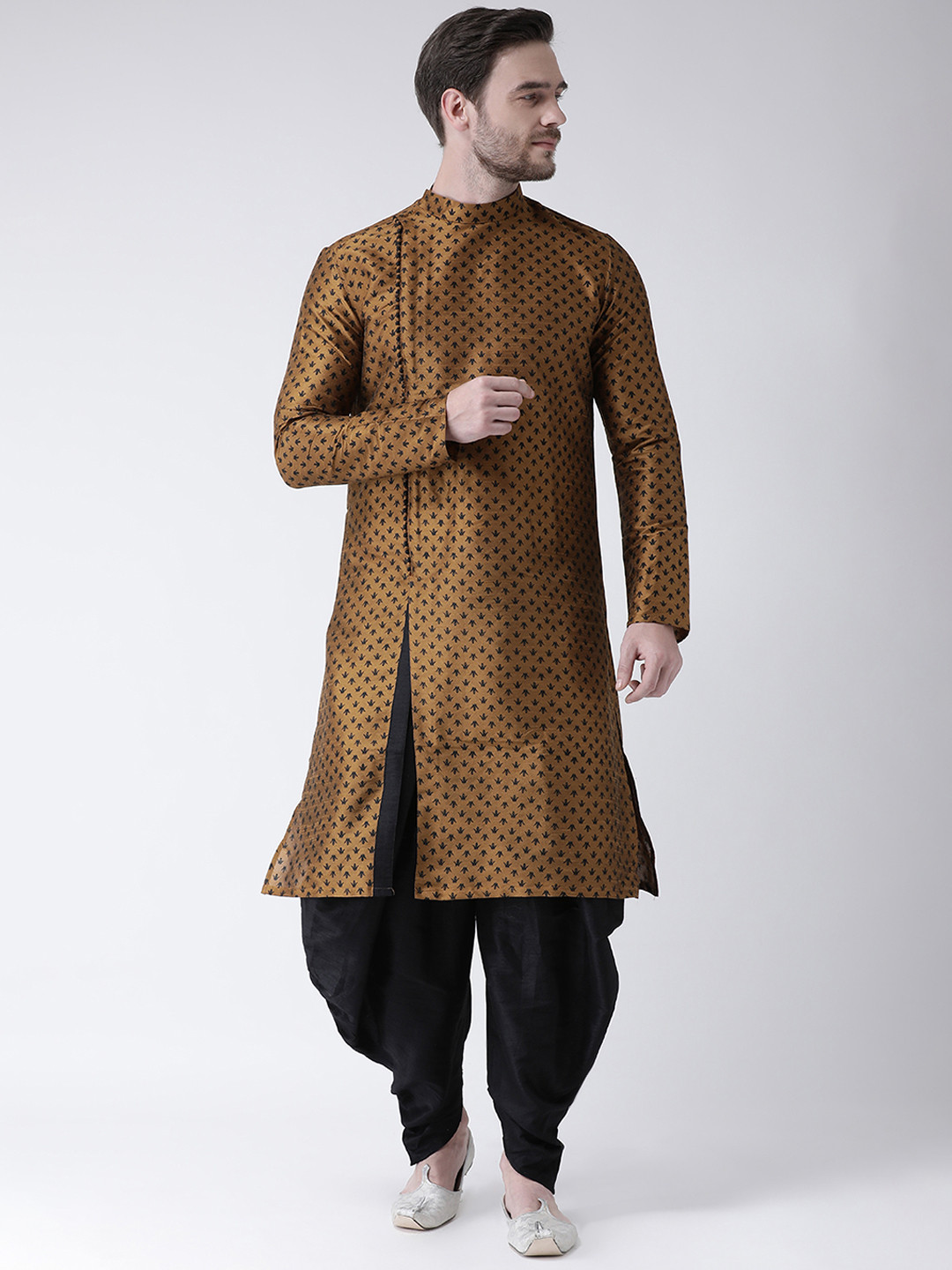 

DEYANN Men Copper-Coloured & Black Printed Kurta with Patiala