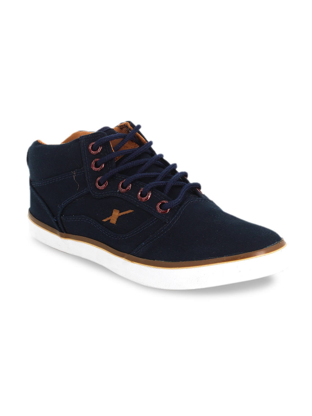 

Sparx Men Navy Blue Solid Canvas Mid-Top Sneakers