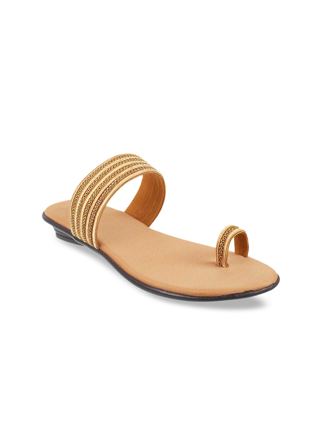 

WALKWAY by Metro Women Gold-Toned Striped One Toe Flats