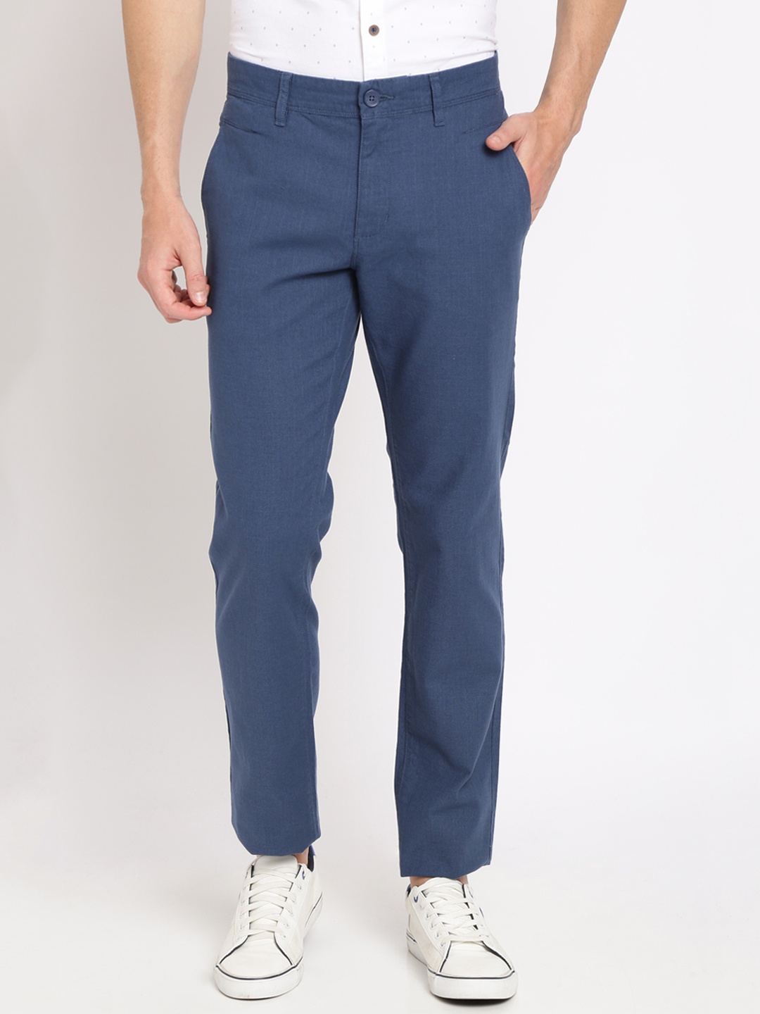 

Crocodile Men Blue Smart Slim Fit Solid Regular Trousers