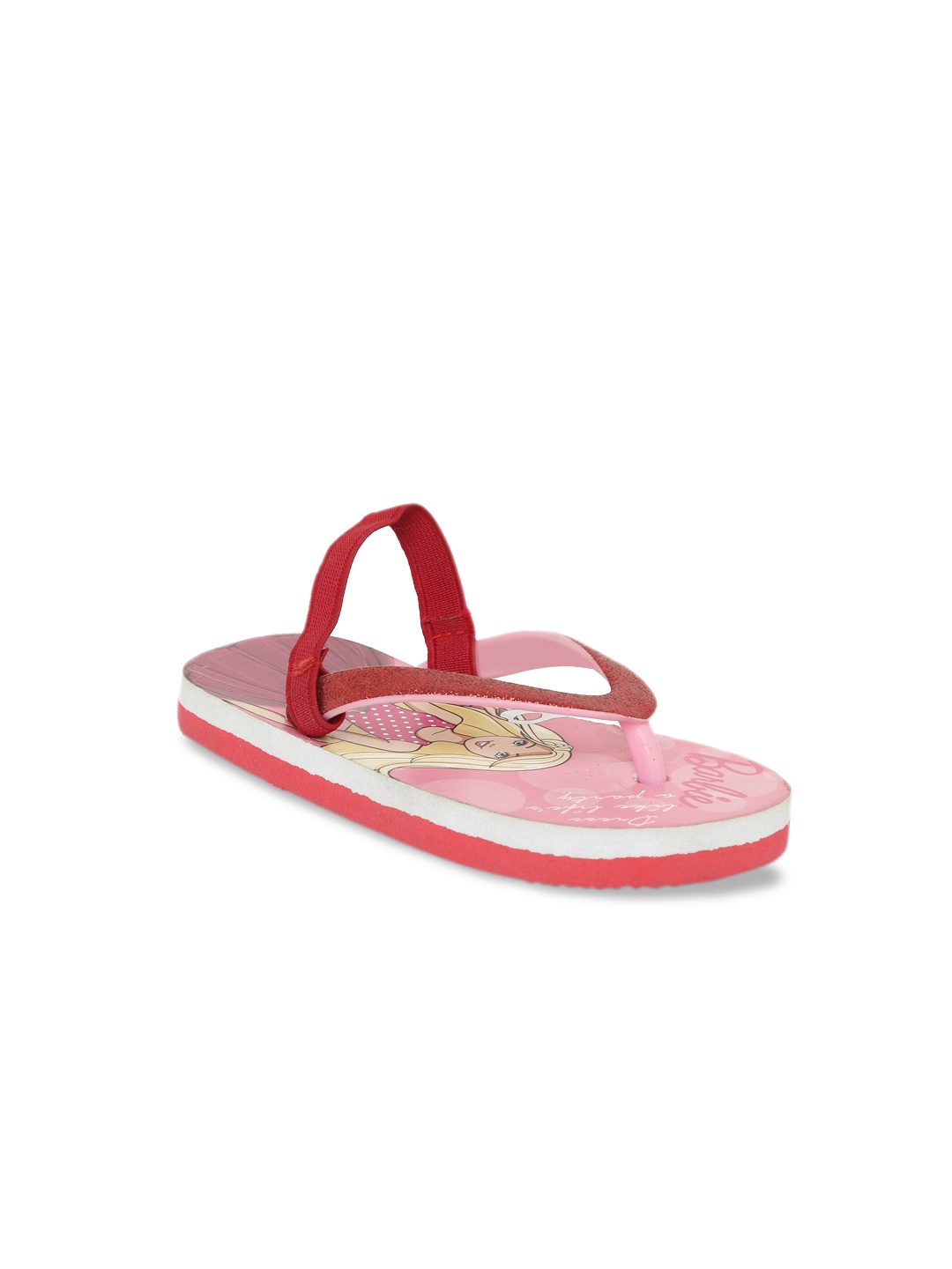 

toothless Girls Pink Printed Barbie Thong Flip-Flops