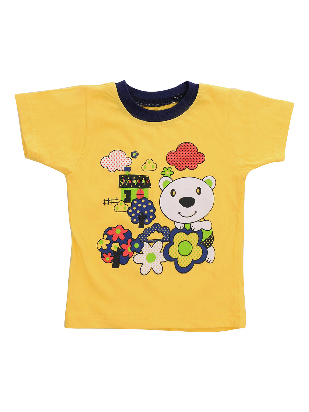 

TINY HUG Boys Set Of 2 Yellow & Navy Blue Printed T-shirt with Shorts