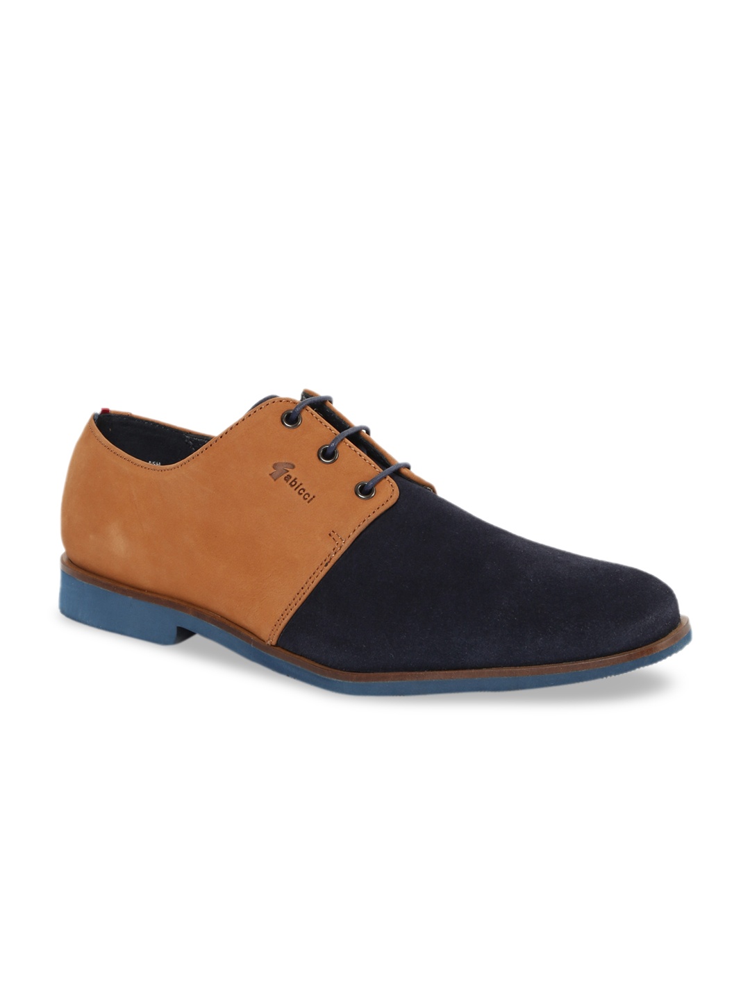 

GABICCI Men Navy Blue Leather Derbys