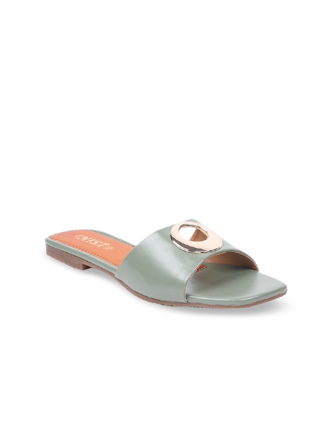 

GNIST Women Green Solid Open Toe Flats
