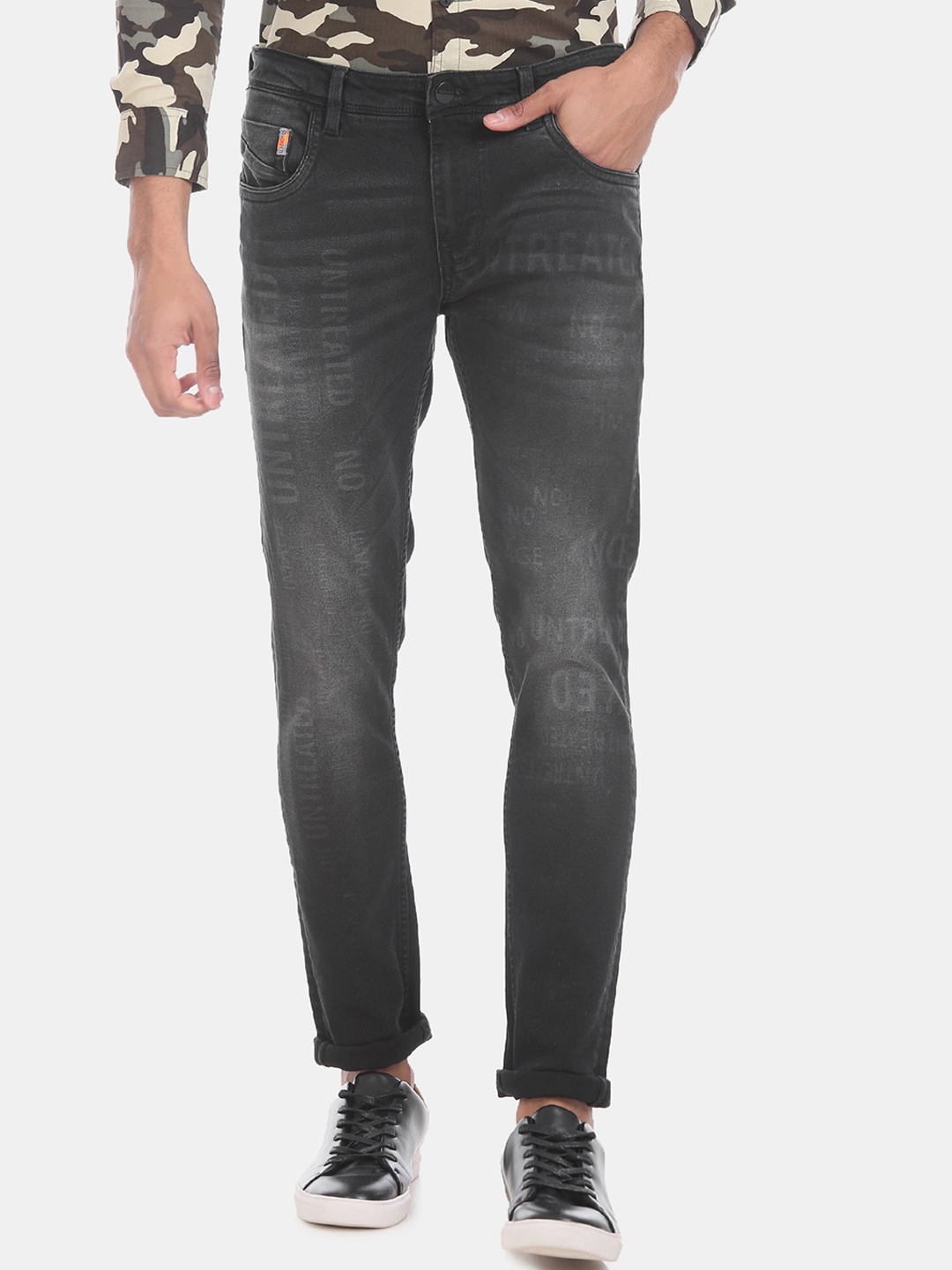 

Ed Hardy Men Charcoal Grey Slim Fit Mid-Rise Clean Look Stretchable Jeans