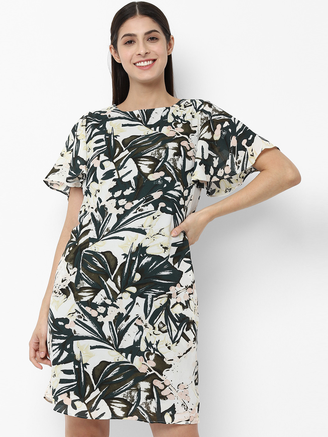 

Allen Solly Woman Green & White Printed Sheath Dress