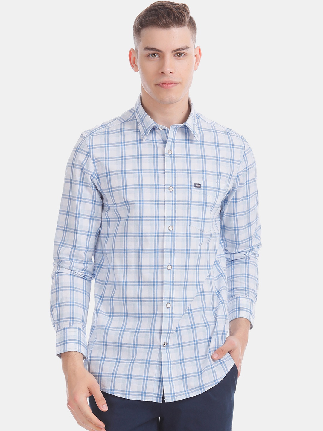 

Arrow Sport Men Blue & White Slim Fit Checked Casual Shirt