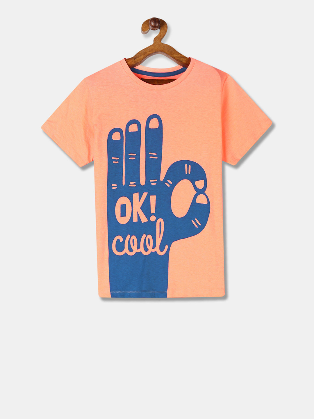 

Flying Machine Boys Orange & Blue Printed Round Neck T-shirt