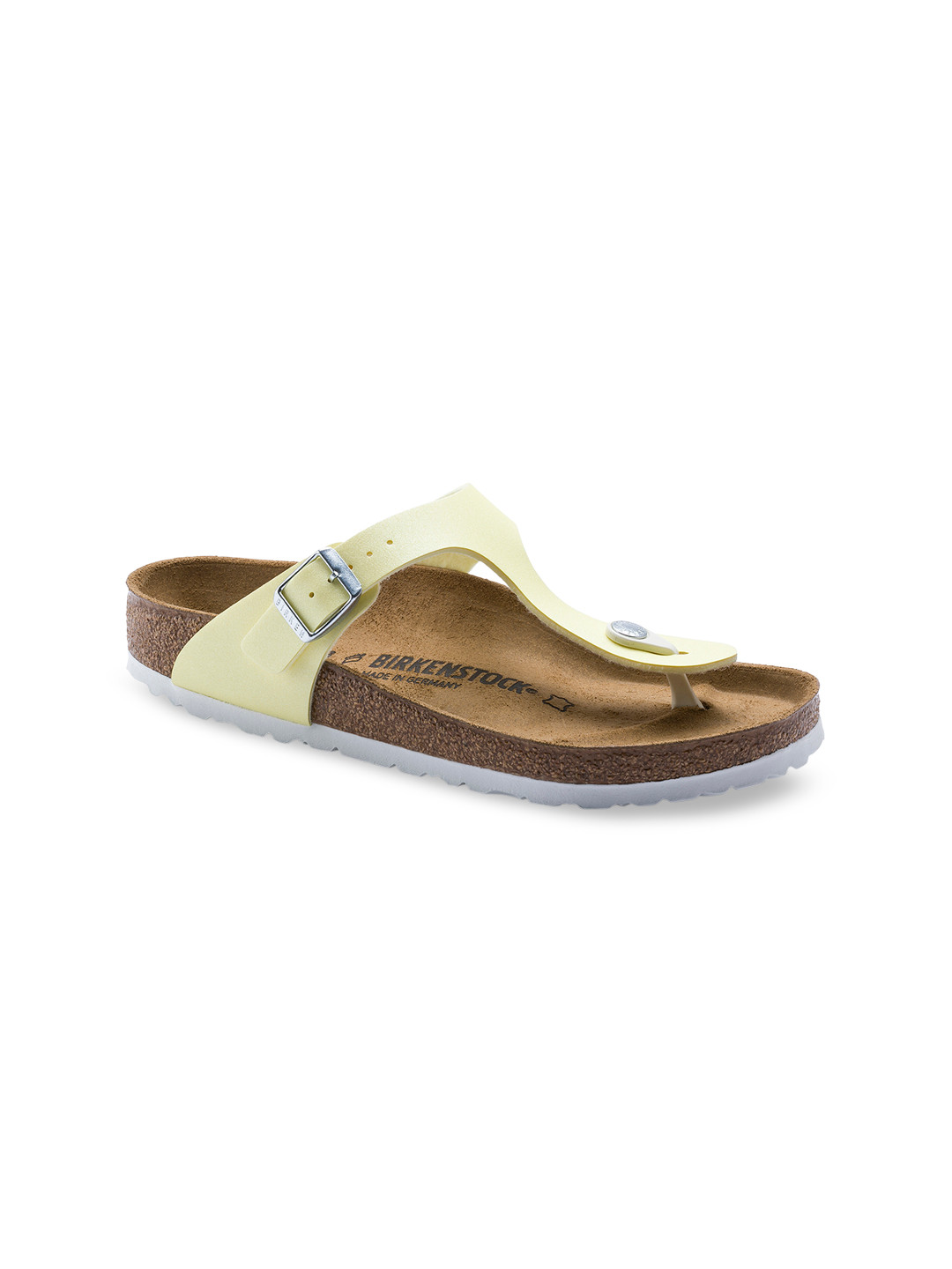 

Birkenstock Women Yellow Gizeh Birko-Flor T-Strap Regular Width Flats