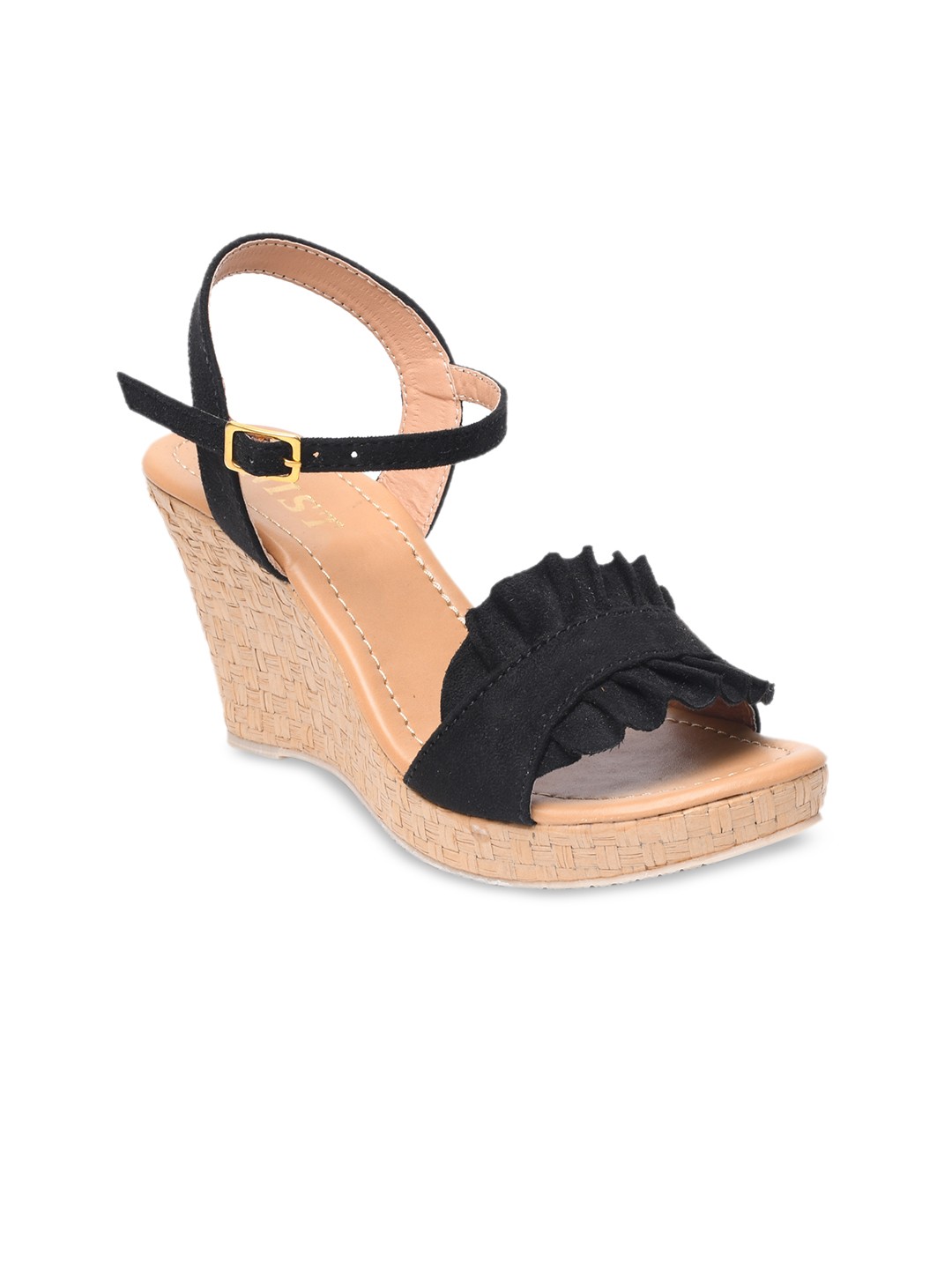 

GNIST Women Black Solid Sandals