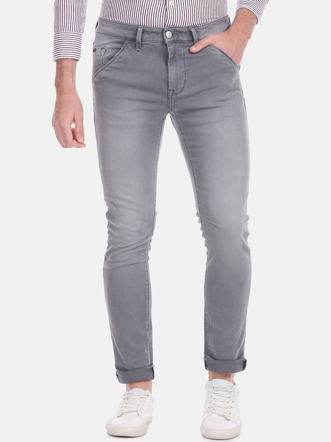 

U.S. Polo Assn. Denim Co. Men Grey Skinny Fit Mid-Rise Clean Look Stretchable Jeans