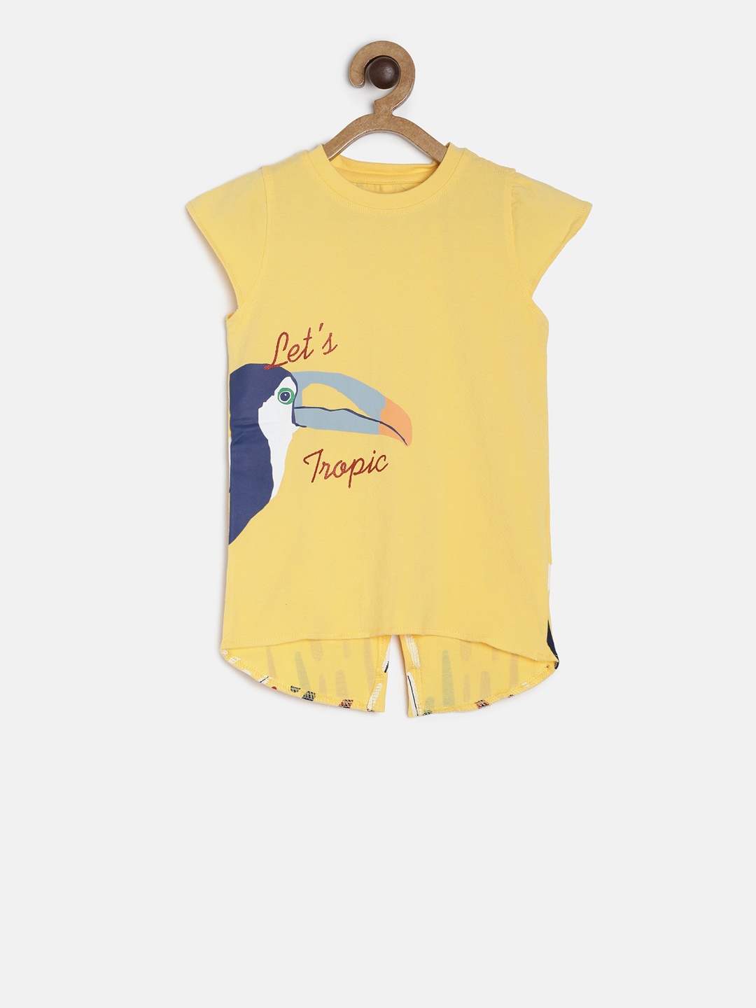 

TALES & STORIES Girls Yellow Printed Round Neck T-shirt