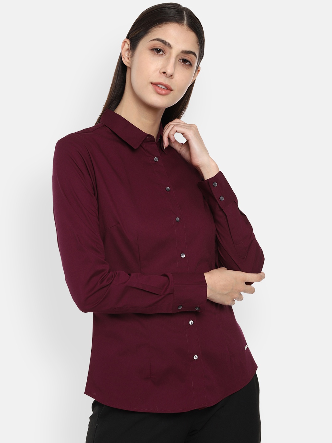 Van Heusen Woman Formal Shirt, Maroon