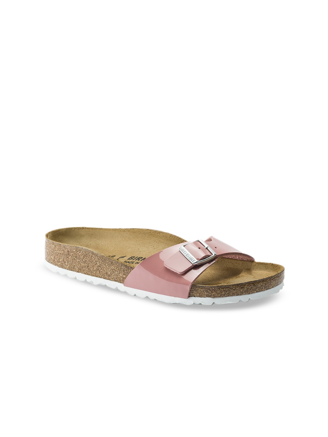 

Birkenstock Women Pink Solid Madrid Birko-Flor Open Toe Narrow Width Flats