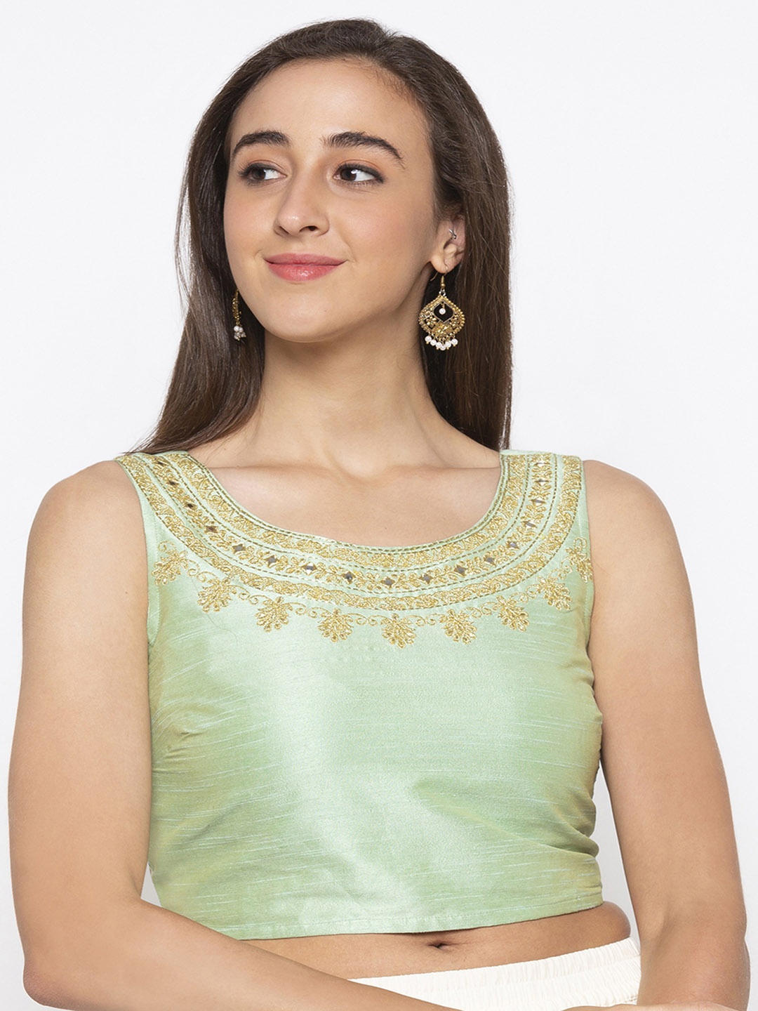 

Globus Women Sea Green Embellished Ethnic Top