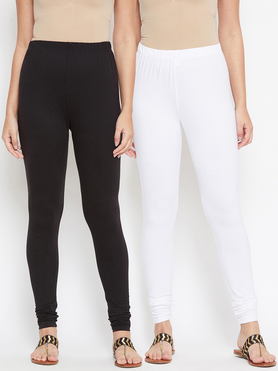 

Bitterlime Women Pack Of 2 Churidar-Length Leggings, Black