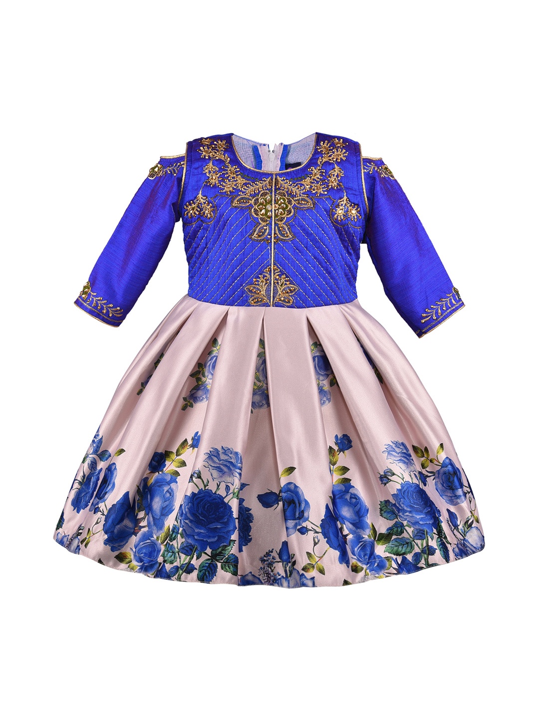 

Wish Karo Girls Blue Printed Fit and Flare Dress