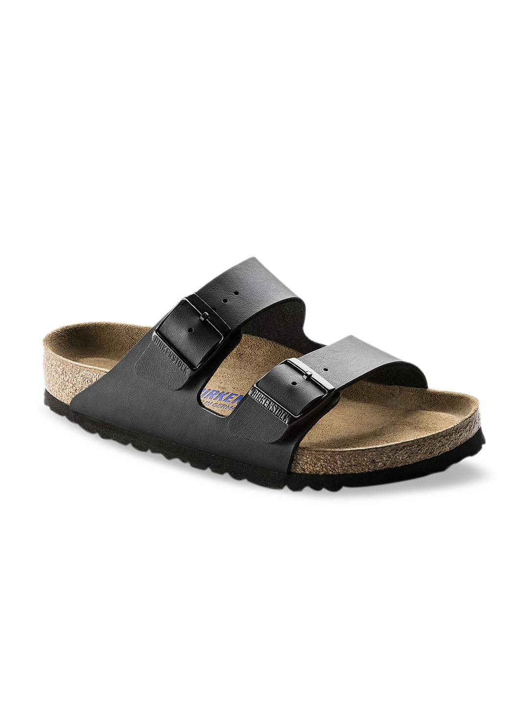 Birkenstock Arizona Soft Footbed Black Narrow Width Birko-Flor Two-Strap Sandals