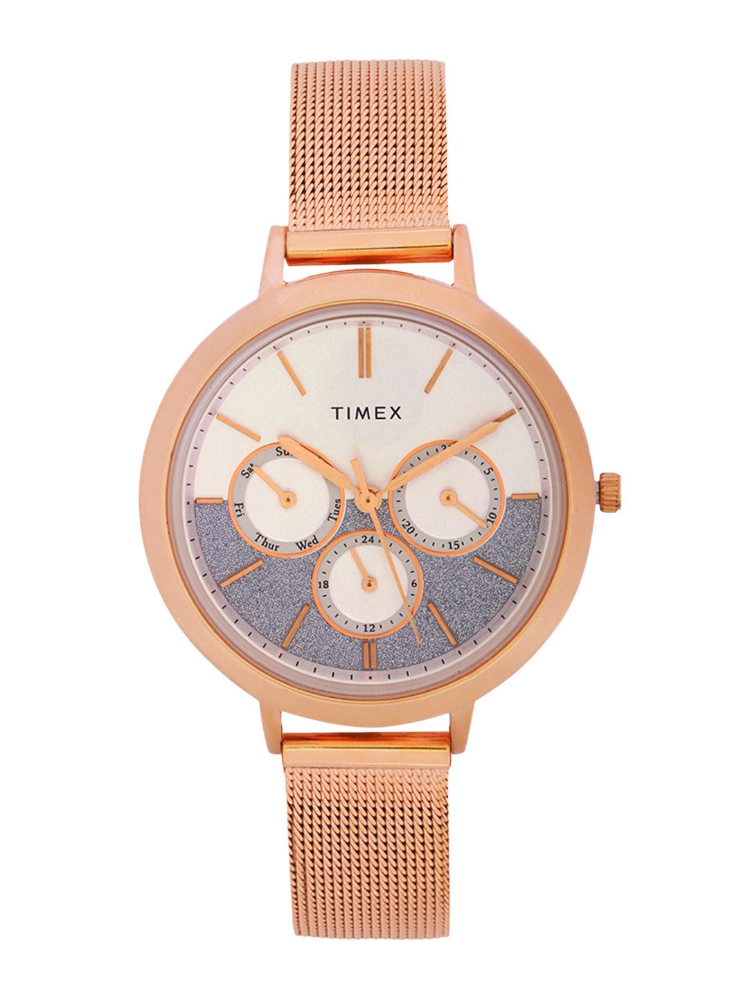 

Timex Women Silver-Toned Multifunction Analogue Watch - TWEL14503, Off white