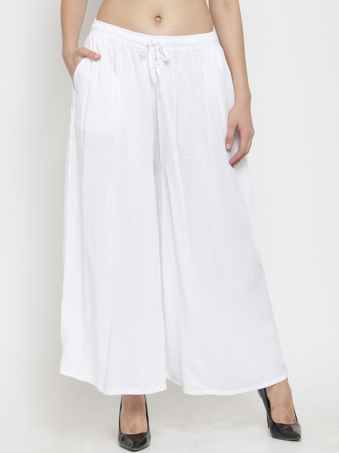 

Clora Creation Women White Solid Flared Palazzos