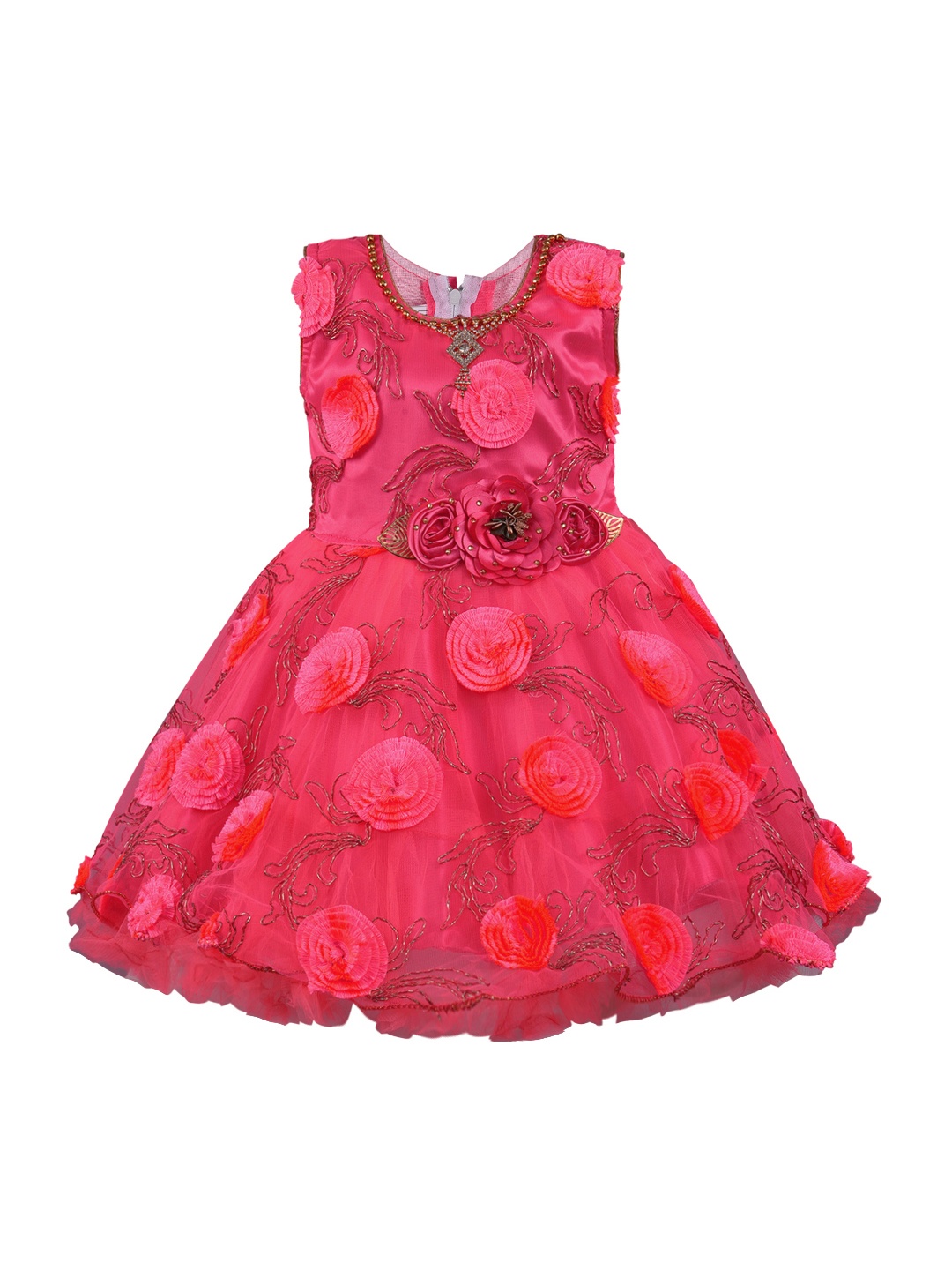 

Wish Karo Girls Pink Printed Fit and Flare Dress