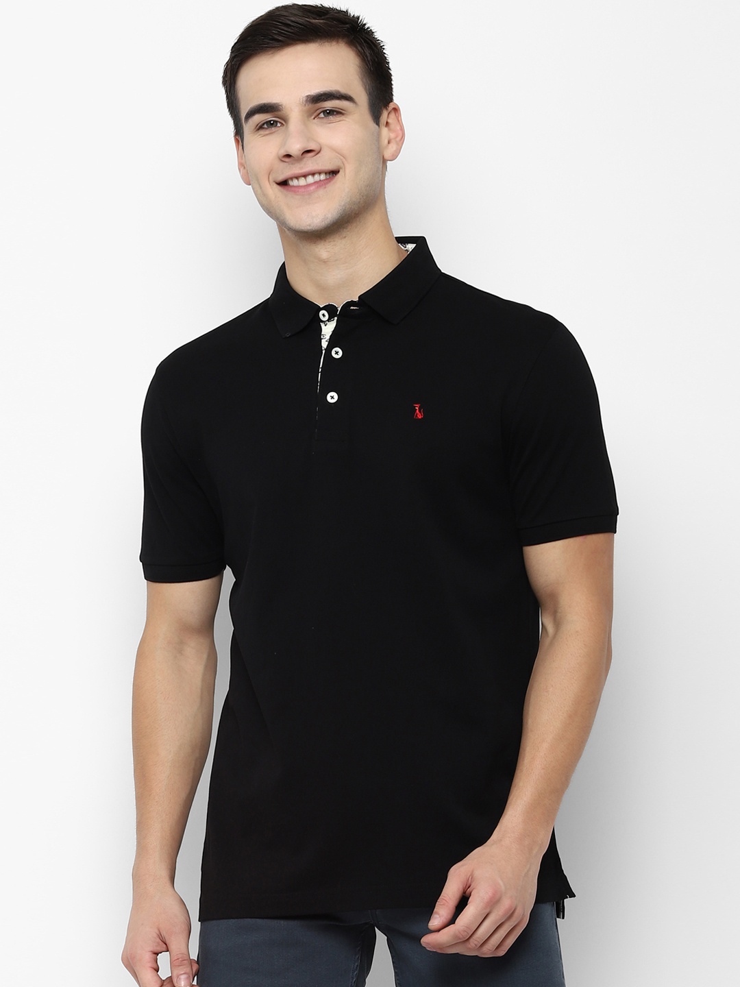 

SIMON CARTER LONDON Men Black Solid Polo Collar Pure Cotton T-shirt