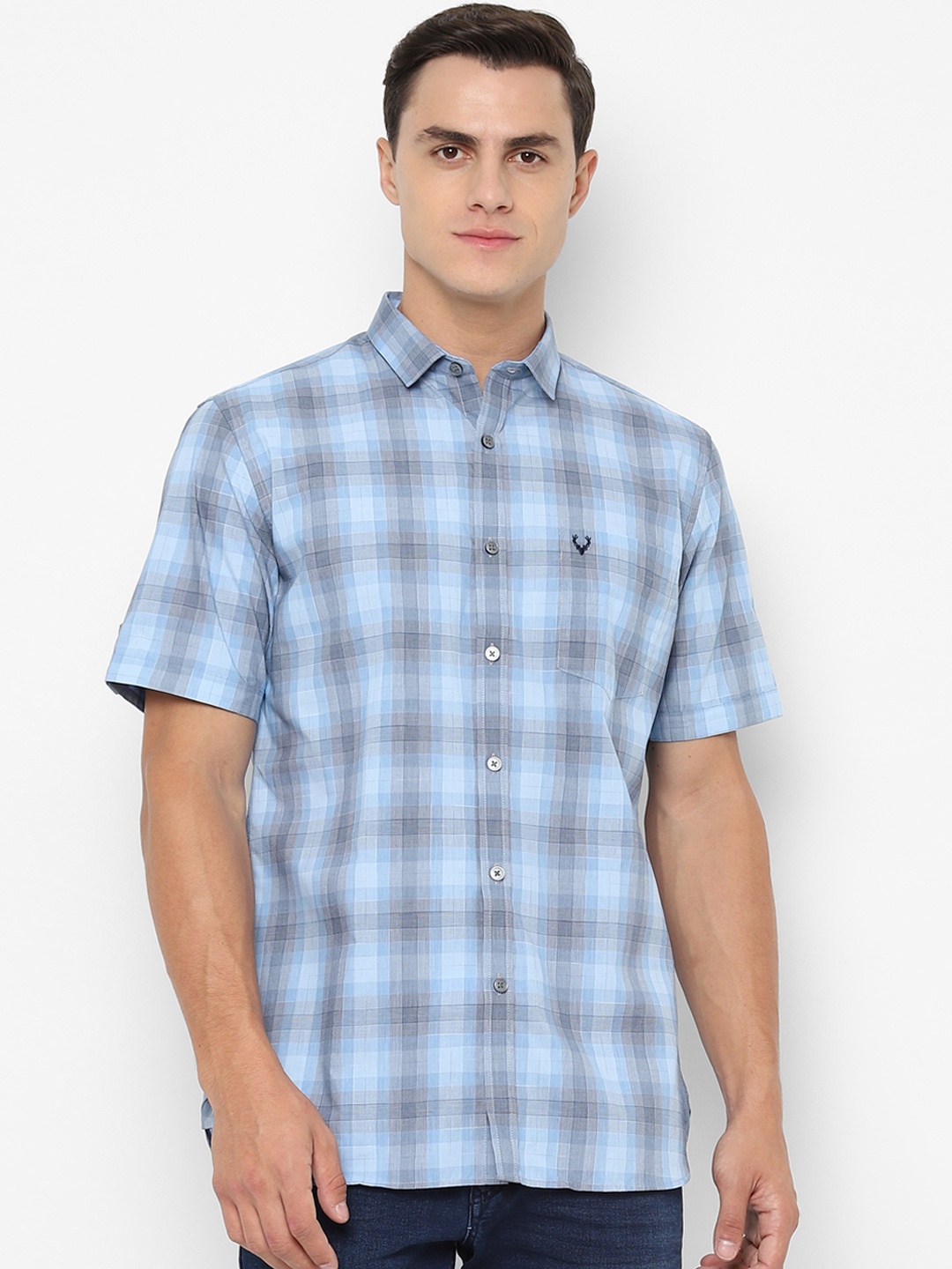 

Allen Solly Men Blue Slim Fit Checked Casual Shirt